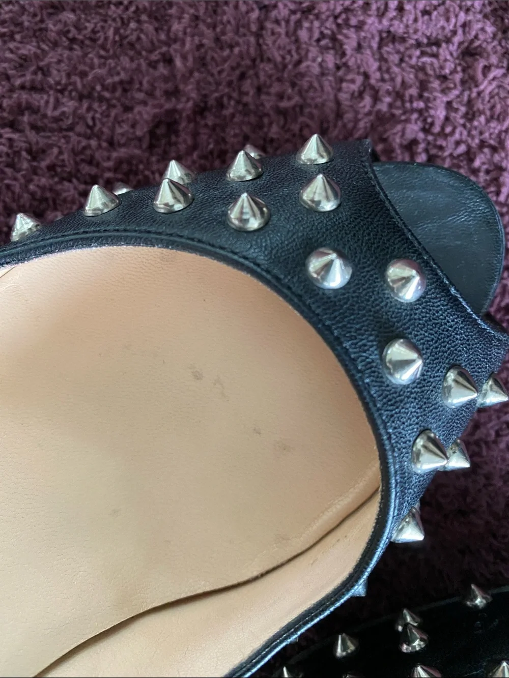 Christian Louboutin Black Studded Peep-Toe Pumps